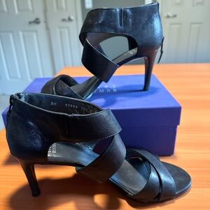 Stuart Weitzman Black Napa Hugme Heels size 10.5